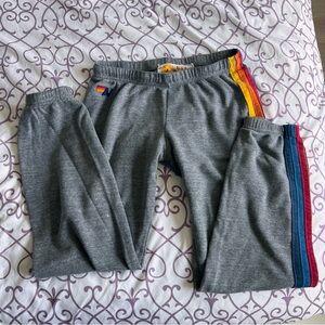 aviator nation grey stripe sweatpants